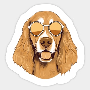 Golden Summer dog in sunglasses, golden retriever Sticker